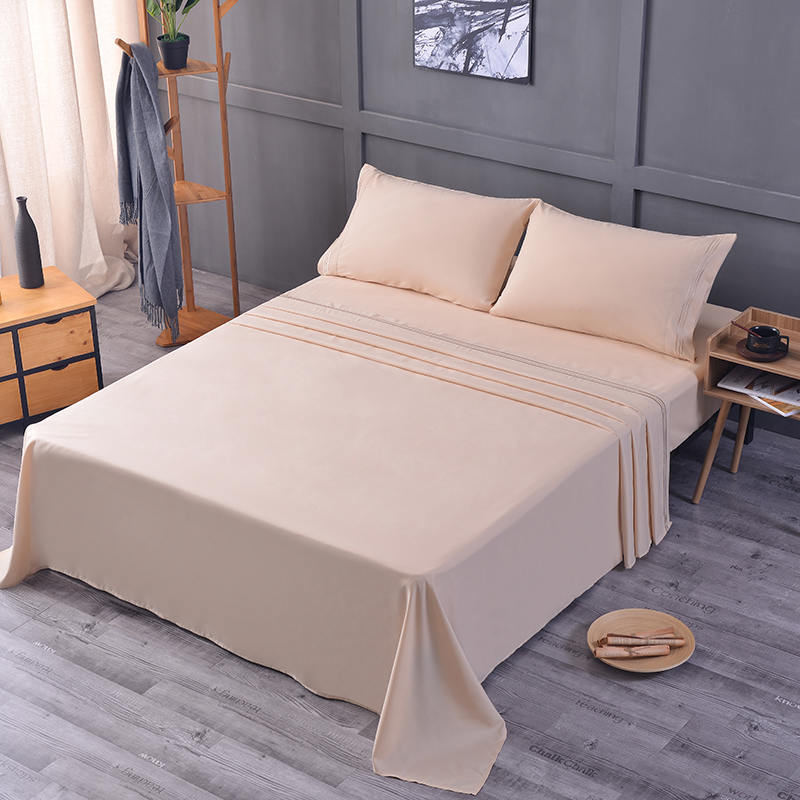 Klassisches, atmungsaktives, maschinenwaschbares Satin-Bettlaken-Set mit 4 Stück