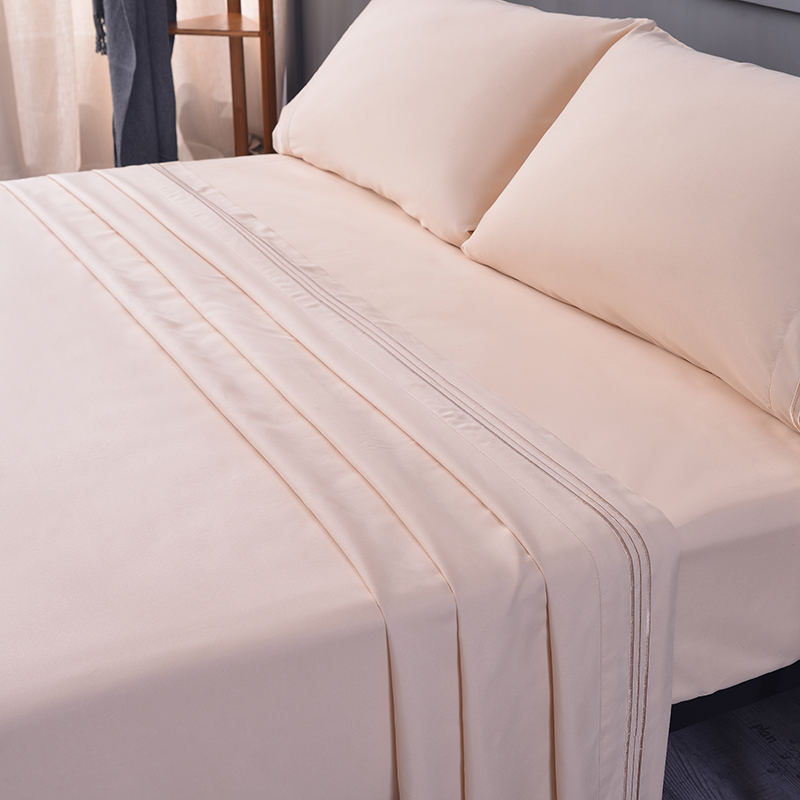 Klassisches, atmungsaktives, maschinenwaschbares Satin-Bettlaken-Set mit 4 Stück